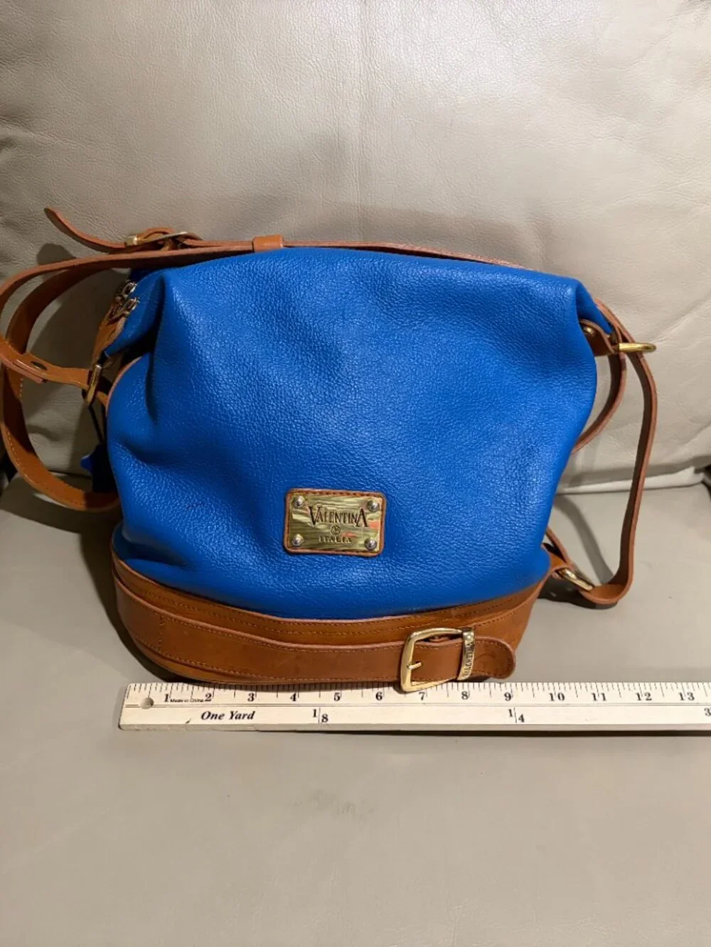 Valentina Italia blue leather bucket bag (Preowned)
